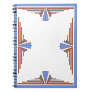 Cuaderno Elementos Art Decó en oro y azul rosa