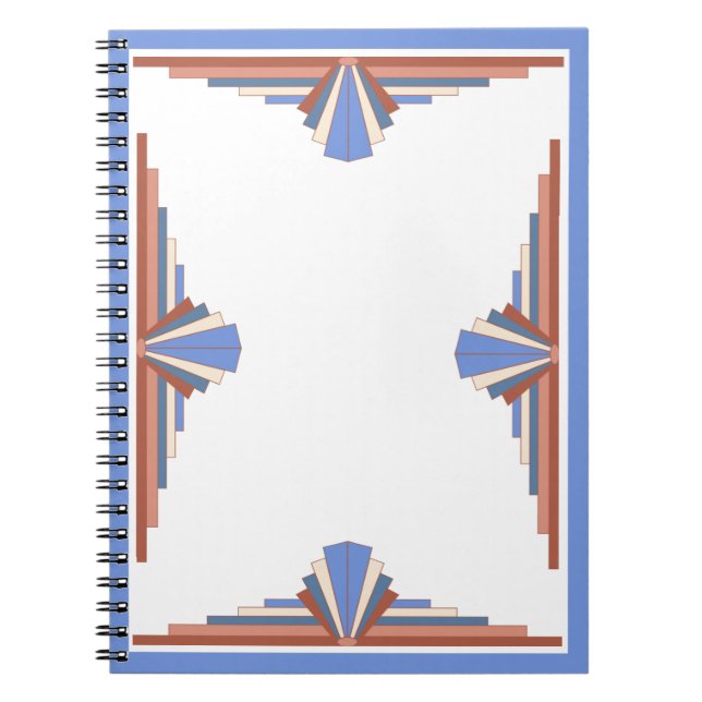 Cuaderno Elementos Art Decó en oro y azul rosa (Frente)