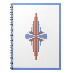 Cuaderno Elementos Art Decó en oro y azul rosa