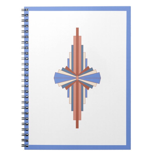 Cuaderno Elementos Art Decó en oro y azul rosa (Frente)