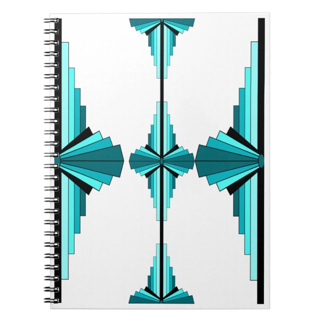 Cuaderno Elementos Art Deco en verde verde azulado (Frente)