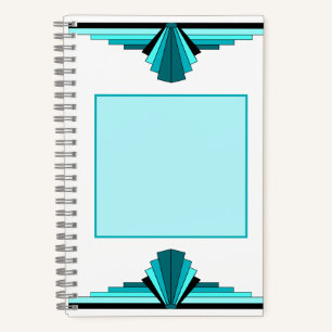 Cuaderno Elementos Art Deco en verde verde azulado