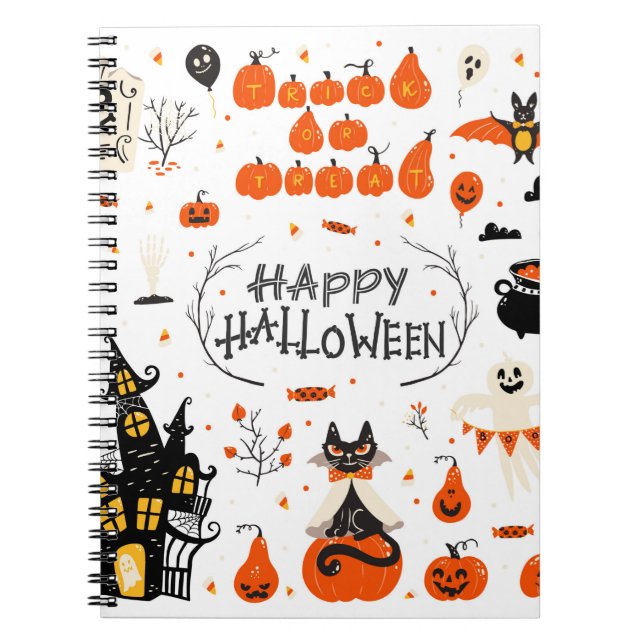 Cuaderno Elementos de diseño de Halloween. Clases de Hallow (Frente)
