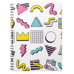 Cuaderno Elementos de diseño de Pop Memphis de los años 90 