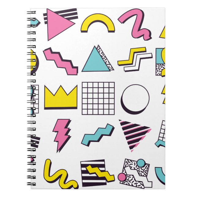 Cuaderno Elementos de diseño de Pop Memphis de los años 90  (Frente)
