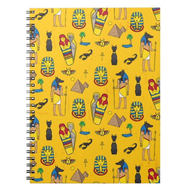 Cuaderno Elementos egipcios, Anubis, pirámides. (Frente)