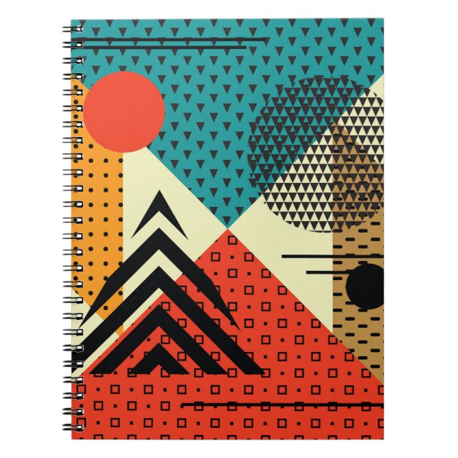 Cuaderno Elementos geométricos de moda, estilo retro. (Frente)
