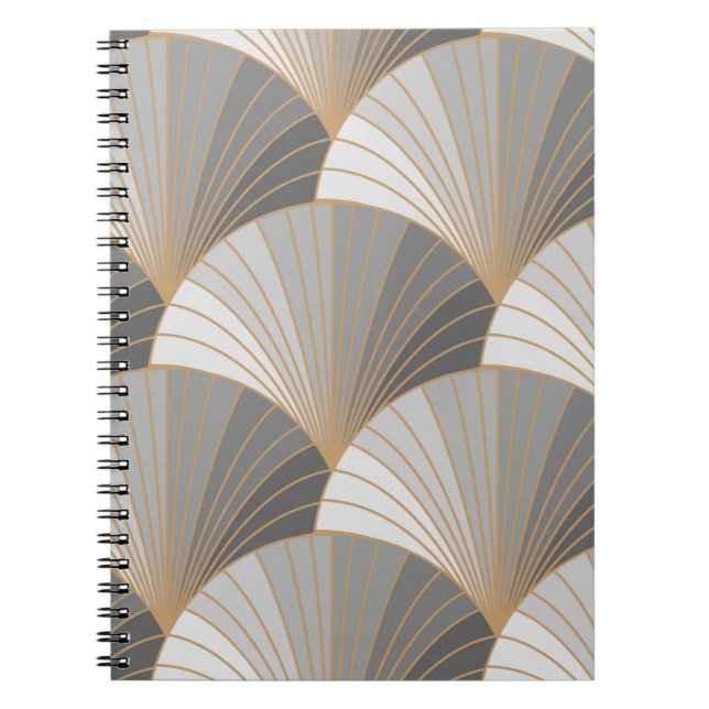 Cuaderno Elementos grises con contorno de oro. (Frente)