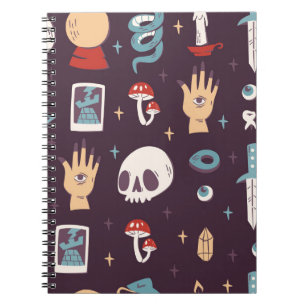 Cuaderno Elementos mágicos: cráneo, tarot sin costuras