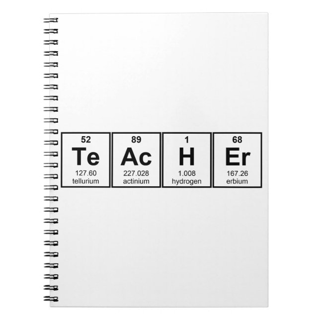 Cuaderno Elementos químicos del profesor de ciencias (Frente)