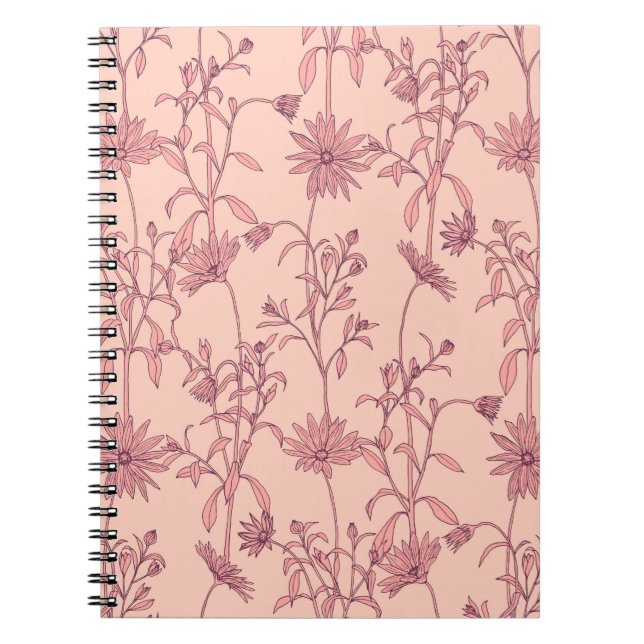 Cuaderno Elementos vintage florales, fondo sin fisuras. (Frente)