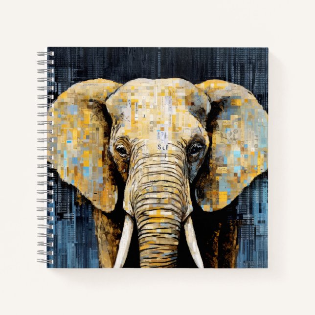 Cuaderno Elephant Animal Art Decó Paint Mosaic (Anverso)