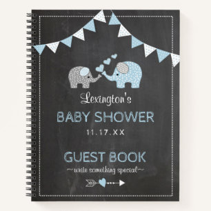 Cuaderno Elephant Baby Shower Chalkboard Look Guest Book