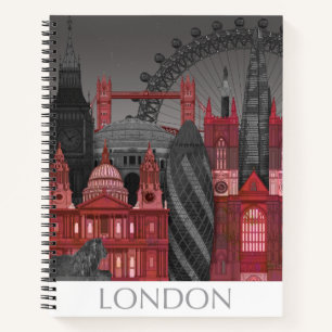 Cuaderno Elevaciones de Londres por noche - Rojo
