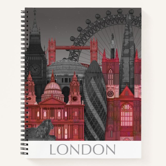 Cuaderno Elevaciones de Londres por noche - Rojo (Anverso)