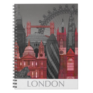 Cuaderno Elevaciones de Londres por noche - Rojo
