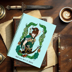 Cuaderno Elfa Arquera del Bosque Encantado de Fantasía Verd