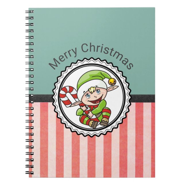 Cuaderno Elfo de vacaciones con Candy Cane Feliz Navidad (Frente)