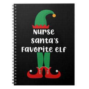Cuaderno Elfo favorito de Santa enfermera divertida Navidad