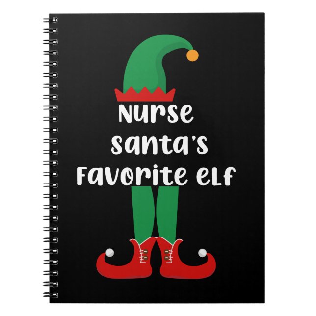 Cuaderno Elfo favorito de Santa enfermera divertida Navidad (Frente)