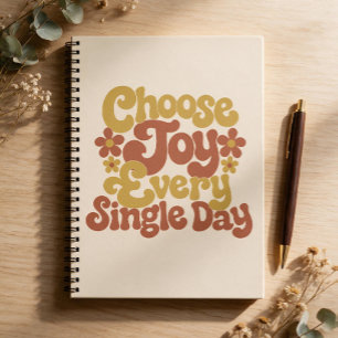Cuaderno Elige la Alegría Cada Día Frase Retro Groovy