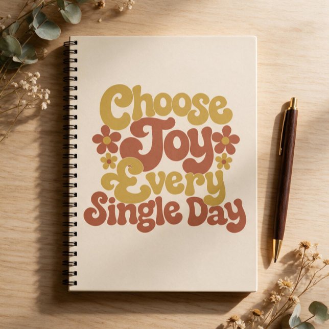 Cuaderno Elige la Alegría Cada Día Frase Retro Groovy (Choose Joy Every Single Day Retro Groovy Quote Notebook)
