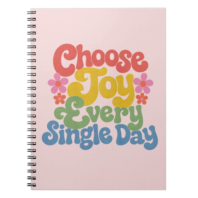 Cuaderno Elige la alegría todos los días Retro Arcoíris (Frente)