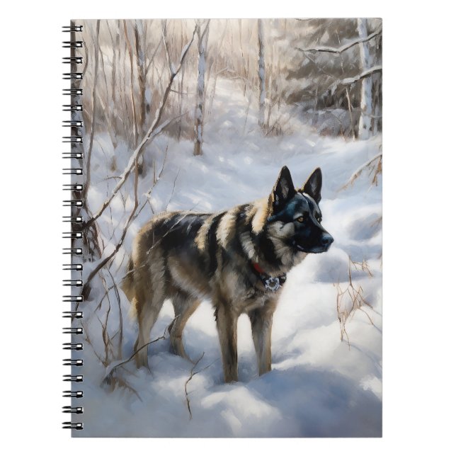 Cuaderno Elkhound noruego deja que nieve Navidades (Frente)