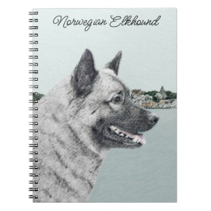 Cuaderno Elkhound noruego en pintura de aldea - Arte de per