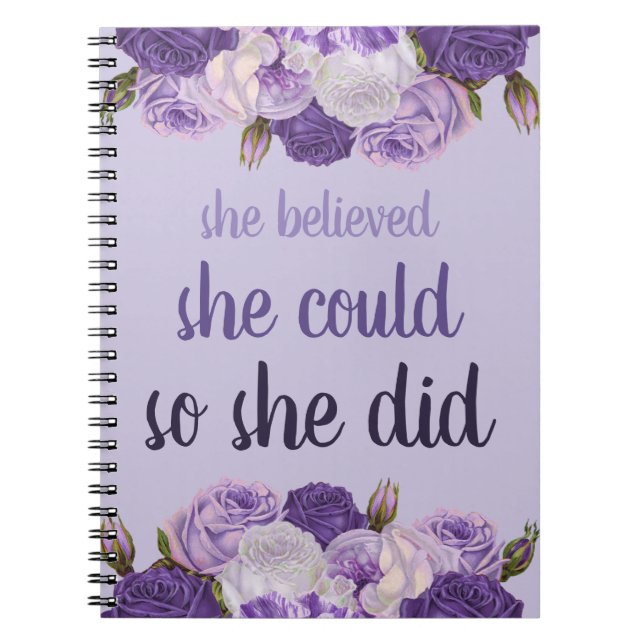 Cuaderno Ella Creía Que Podía Así Que Hizo Floral Púrpura (Frente)