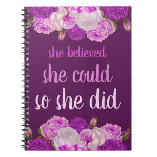 Cuaderno Ella Creía Que Podía Así Que Hizo Floral Púrpura