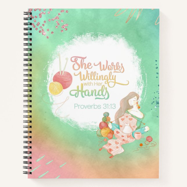 Cuaderno Ella Trabaja De Buena Mano Con El Tejido De Las Ma (Anverso)