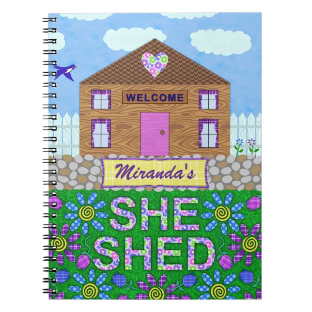 Cuaderno Ella vertió nombre personalizado choza del jardín (Frente)
