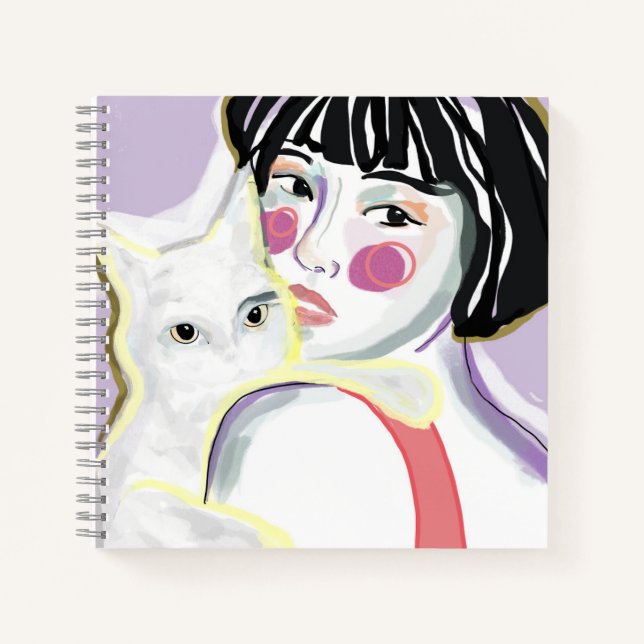 Cuaderno ella y su gato  (Anverso)