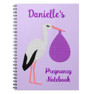 Cuaderno Embarazo de cigüeña bebé género neutral Púrpura