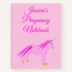Cuaderno Embarazo en Personalizado Unicornio de bebé rosa b