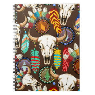 Cuaderno Emblema de cráneo de búfalo nativo americano