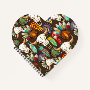 Cuaderno Emblema de cráneo de búfalo nativo americano