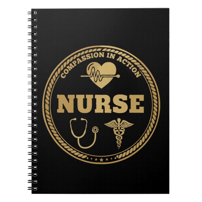 Cuaderno Emblema de Enfermera Profesional | Compasión en Ac (Frente)