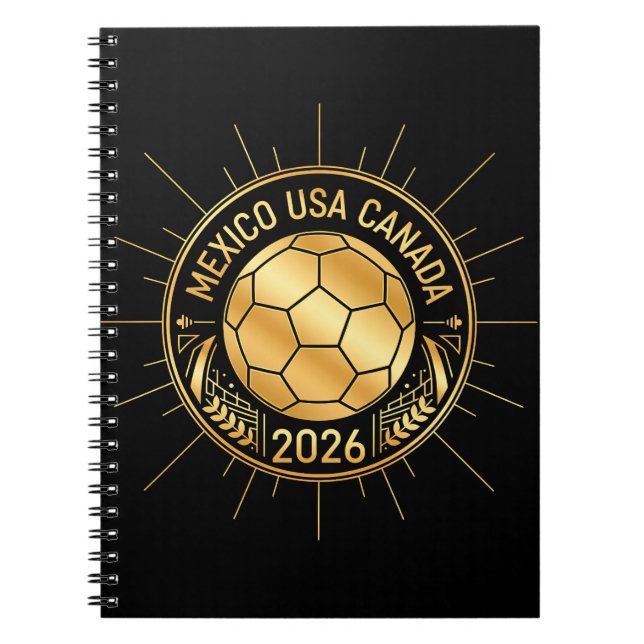Cuaderno Emblema de Fútbol Dorado 2026 | México EUA Canadá (Frente)
