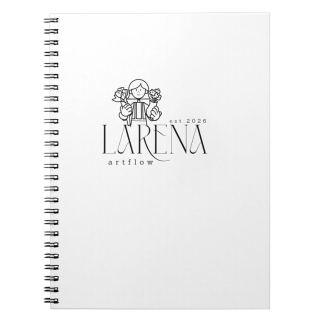 Cuaderno Emblema de logotipo floral LARENA Artflow (Frente)