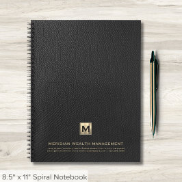 Cuaderno Emblema inicial del monograma dorado profesional