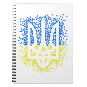 Cuaderno Emblema ucraniano trident tryzub esparce corazones