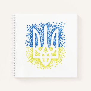 Cuaderno Emblema ucraniano trident tryzub esparce corazones