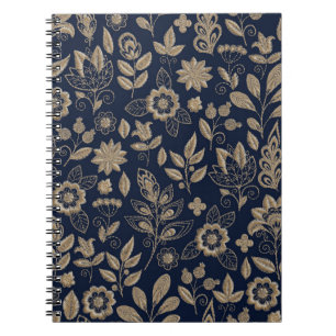 Cuaderno Embroiderado patrón sin fisuras con hermosas flore