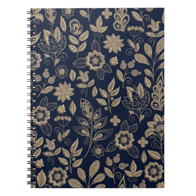 Cuaderno Embroiderado patrón sin fisuras con hermosas flore (Frente)