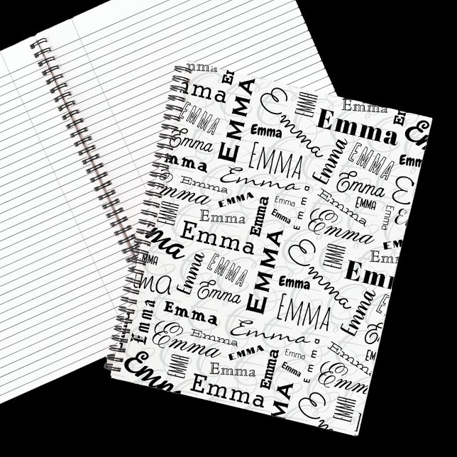 Cuaderno Emma Nombre personalizado blanco negro (Subido por el creador)