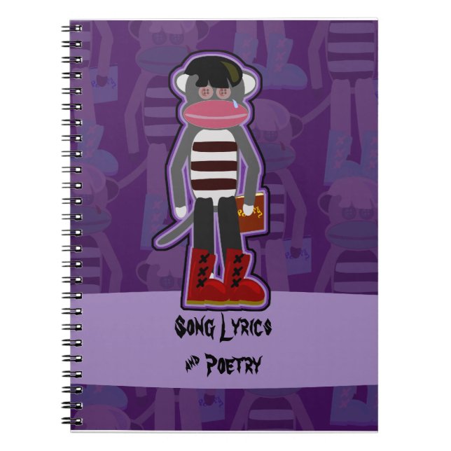 Cuaderno Emo Sock Monkey Cartoon Fun Art Design (Frente)