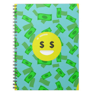 Cuaderno emoji con ojos de dinero