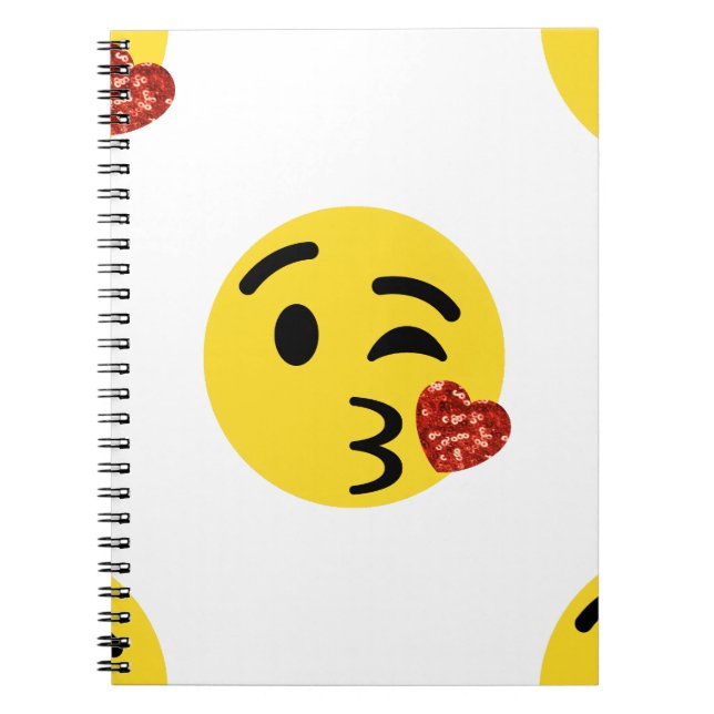 Cuaderno emoji de beso purpurina (Frente)